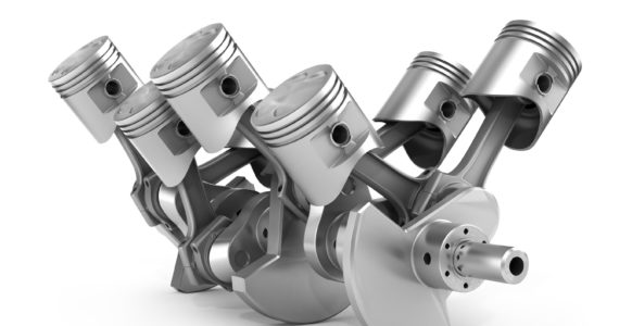 Crankshaft with pistons of a V8 engine