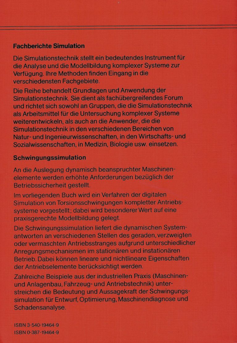 Rückseite: Simulation von Torsionsschwingungen in Antriebssystemen von Dr. Andreas Laschet