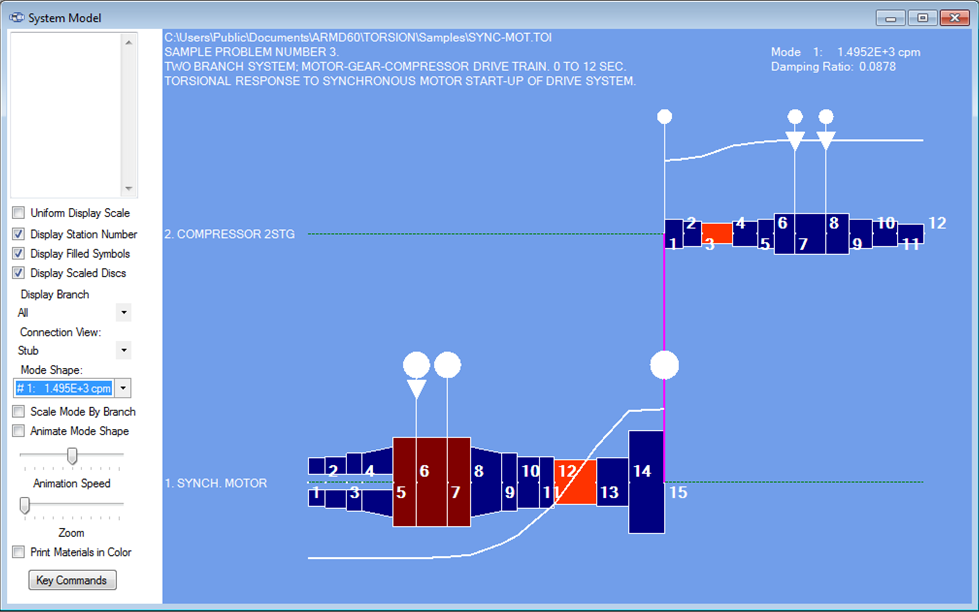 TORSION model and mode shape presentation (1st mode)